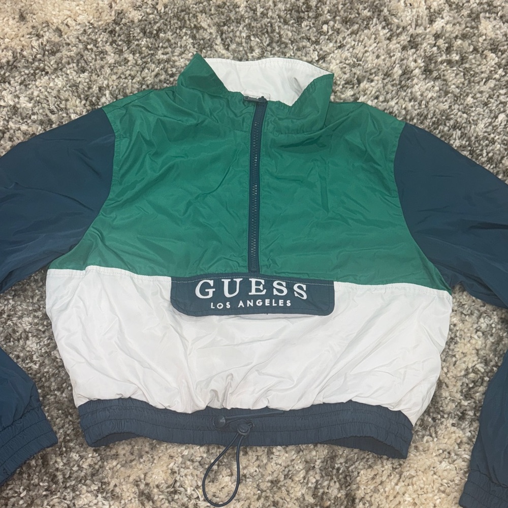 Guess Green and White Windbreaker
